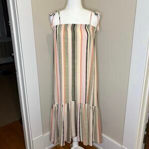 Antropologie Label of Love Tiered Gauze Sun Dress Maxi Skirt Women's L Striped